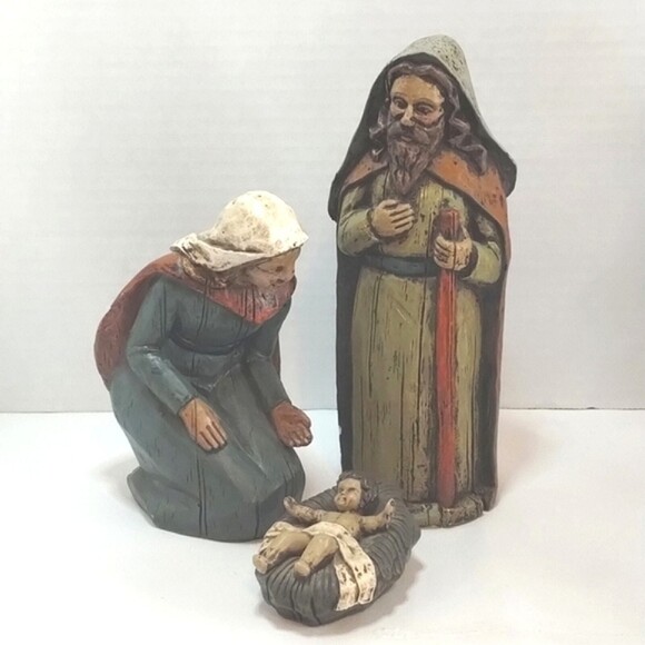 Dept. 56 Vintage Christmas 11 Piece Chalkware LARGE Traditional Nativity Set - Picture 2 of 12